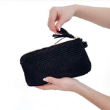 Rome Raffia Clutch Card Wallet Wristlet - Black