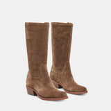 Dolce Vita Romie mid-calf boot in chocolate suede, pair front view