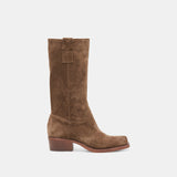 Dolce Vita Romie boot side profile showing stacked heel