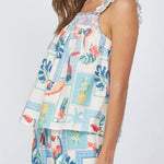 Romina Tropical Print Ruffle Strap Top - MTT Collective