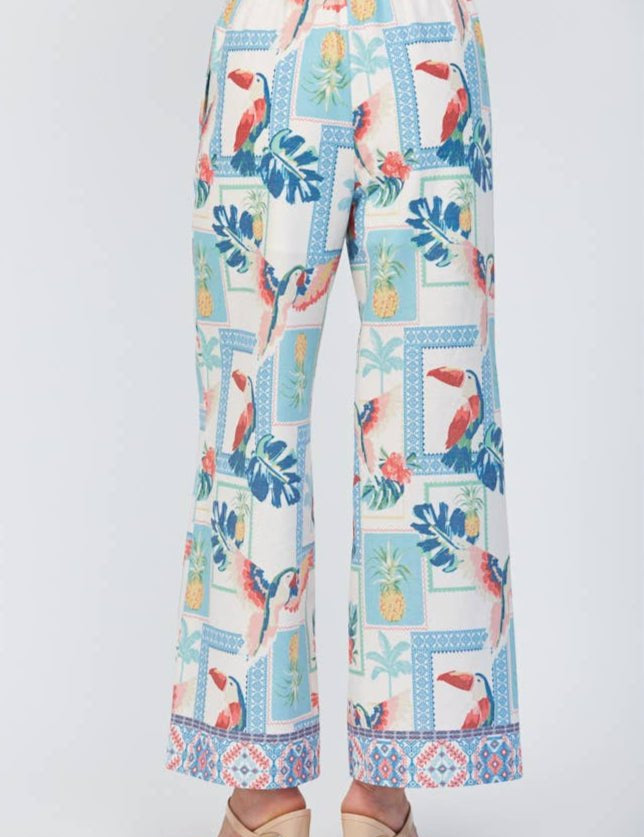 Romina Tropical Print Wide Leg Pant - MTT Collective