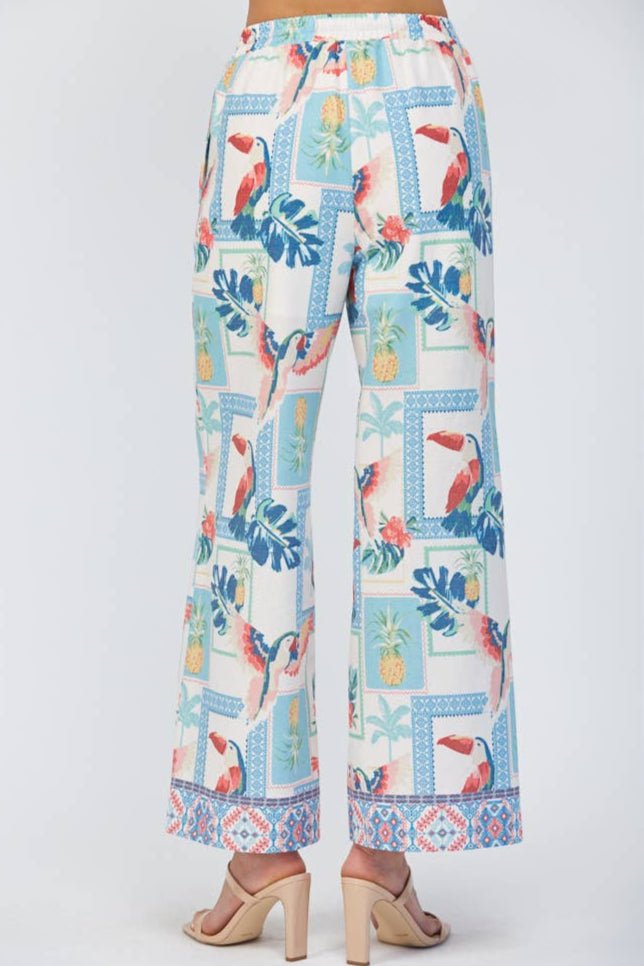 Romina Tropical Print Wide Leg Pant - MTT Collective