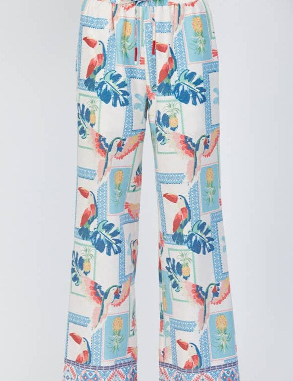 Romina Tropical Print Wide Leg Pant - MTT Collective
