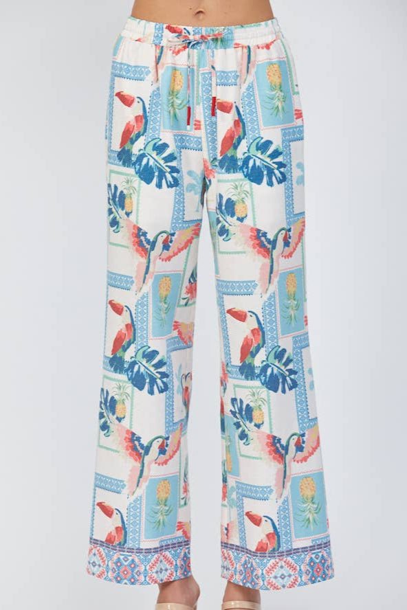 Romina Tropical Print Wide Leg Pant - MTT Collective
