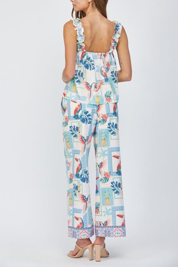 Romina Tropical Print Wide Leg Pant - MTT Collective