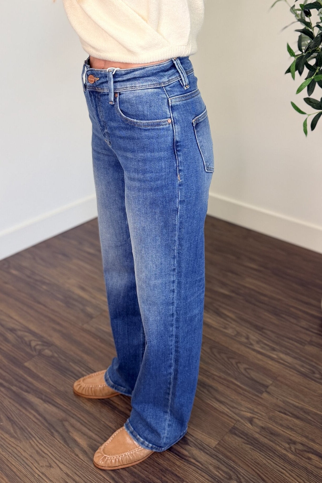 Rosalie High Rise Relaxed Fit Straight Cuff Jeans