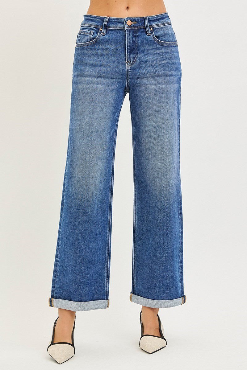 Rosalie High Rise Relaxed Fit Straight Cuff Jeans - MTT Collective
