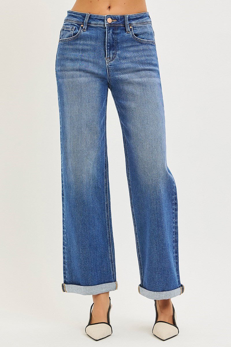 Rosalie High Rise Relaxed Fit Straight Cuff Jeans - MTT Collective
