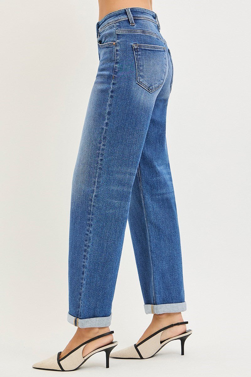 Rosalie High Rise Relaxed Fit Straight Cuff Jeans - MTT Collective