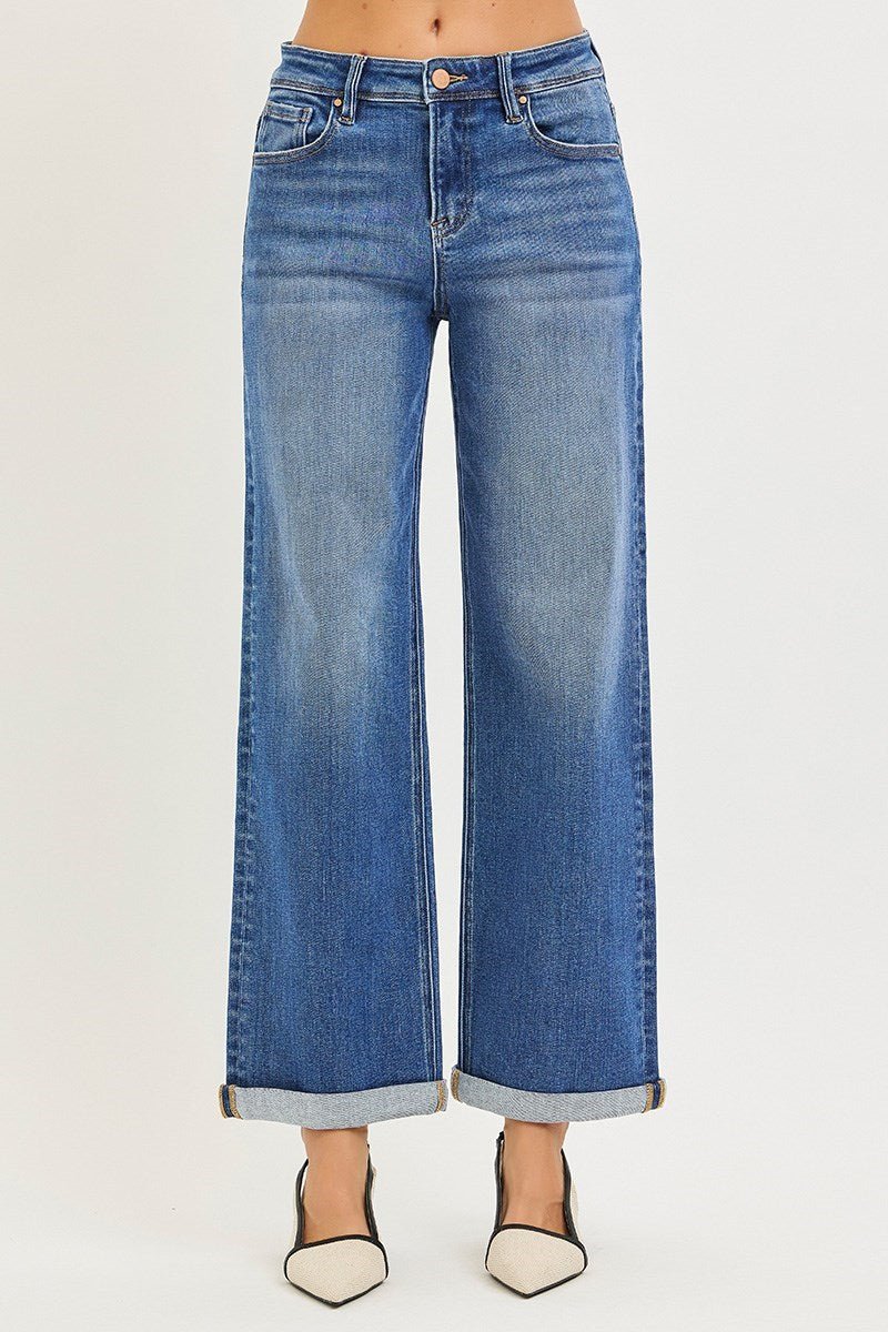 Rosalie High Rise Relaxed Fit Straight Cuff Jeans - MTT Collective