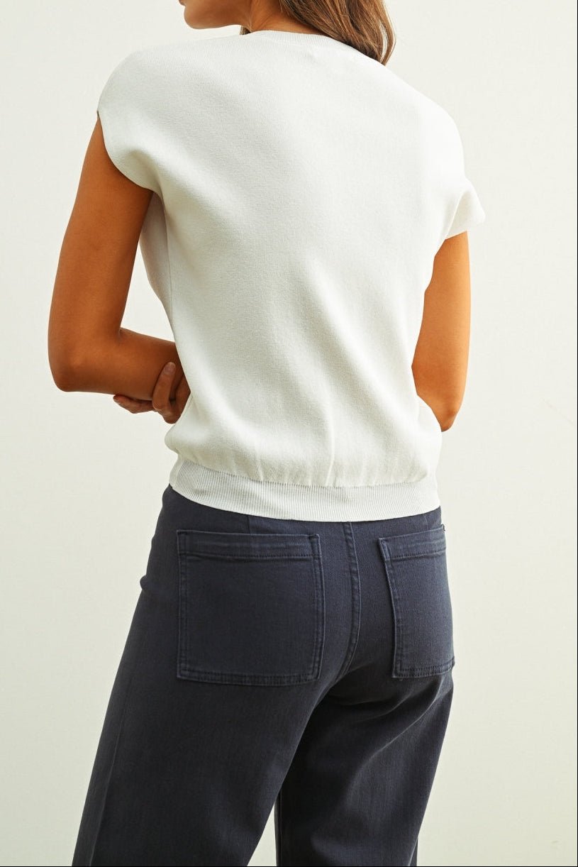 Round Neck Cap Sleeve Knit Top - MTT Collective