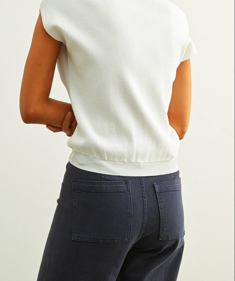 Round Neck Cap Sleeve Knit Top - MTT Collective