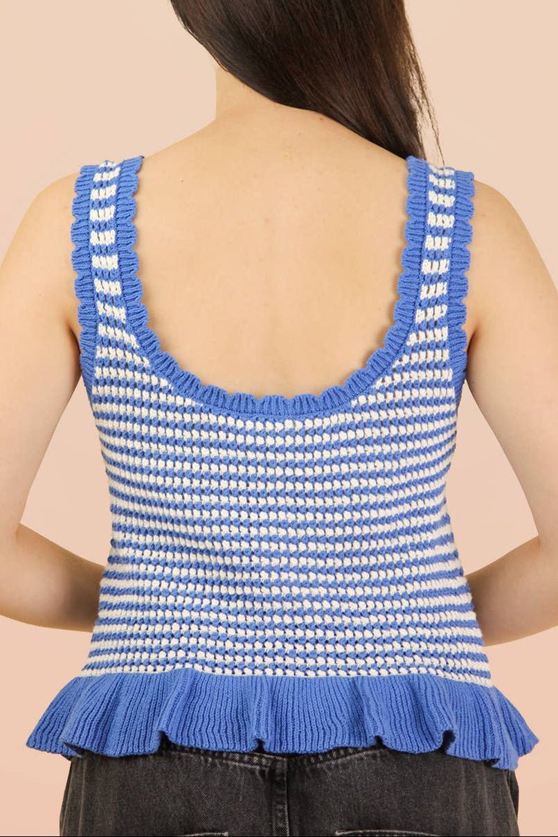 Ruffle Hem Striped Sweater Top - MTT Collective
