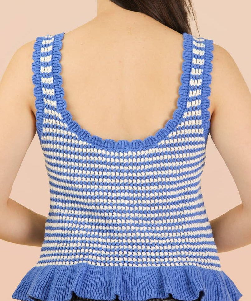Ruffle Hem Striped Sweater Top - MTT Collective