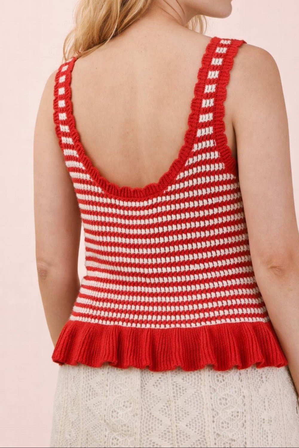 Ruffle Hem Striped Sweater Top - MTT Collective