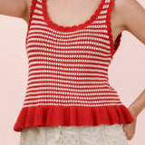 Ruffle Hem Striped Sweater Top - MTT Collective
