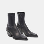 Dolce Vita Rutger pointed-toe ankle boot in black leather, pair front view