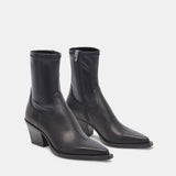 Dolce Vita Rutger pointed-toe ankle boot in black leather, pair front view
