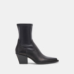 Dolce Vita Rutger ankle boot in black leather, side profile showing block heel