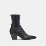 Dolce Vita Rutger ankle boot in black leather, side profile showing block heel