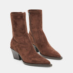 Dolce Vita Rutger pointed-toe ankle boot in dark brown Stella suede, pair front view