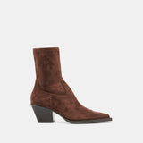 Dolce Vita Rutger ankle boot in dark brown suede, side profile