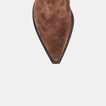 Dolce Vita Rutger ankle boot in dark brown suede, top down view