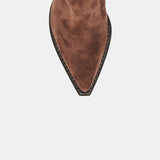 Dolce Vita Rutger ankle boot in dark brown suede, top down view