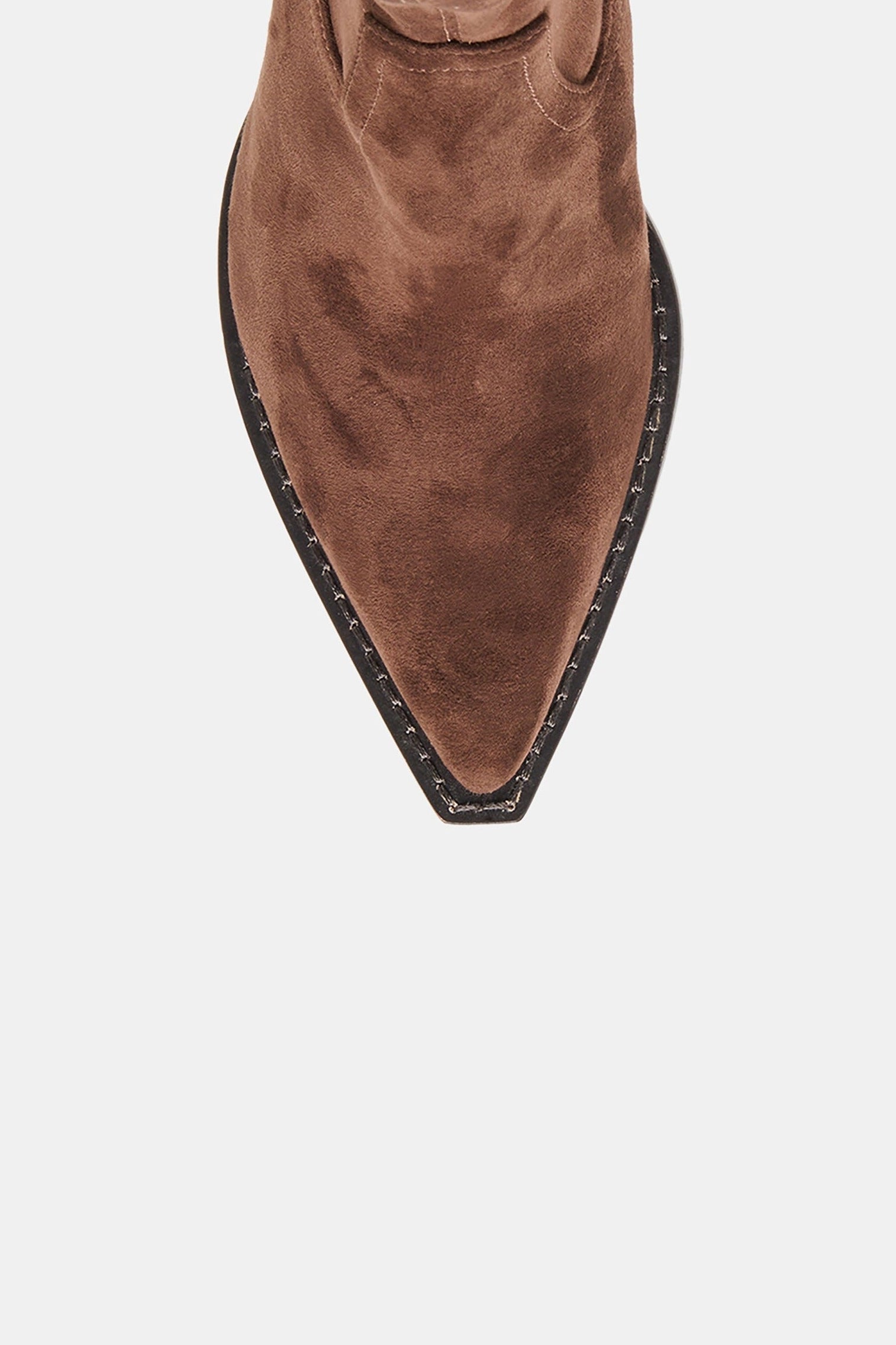 Dolce Vita Rutger ankle boot in dark brown suede, top down view