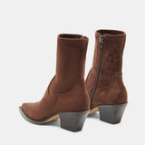 Dolce Vita Rutger ankle boot in dark brown suede, angled pair view