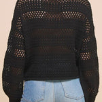 Ruth Open Weave Ruched Drawstring Pullover Sweater - MTT Collective
