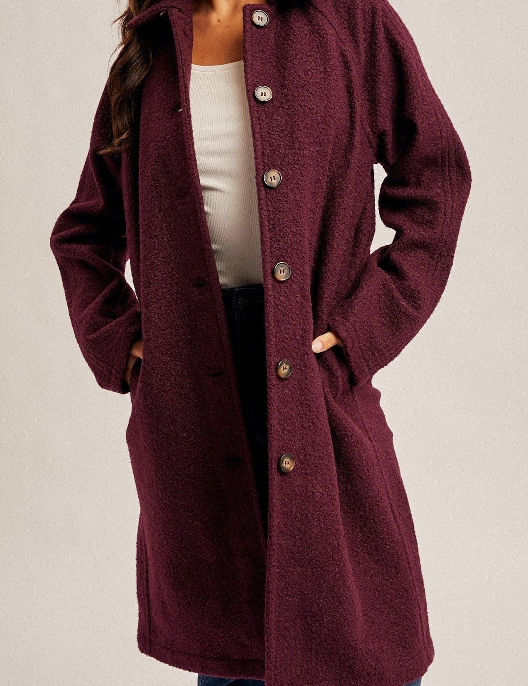 Ruthie Teddy Textured Button Down Coat - MTT Collective