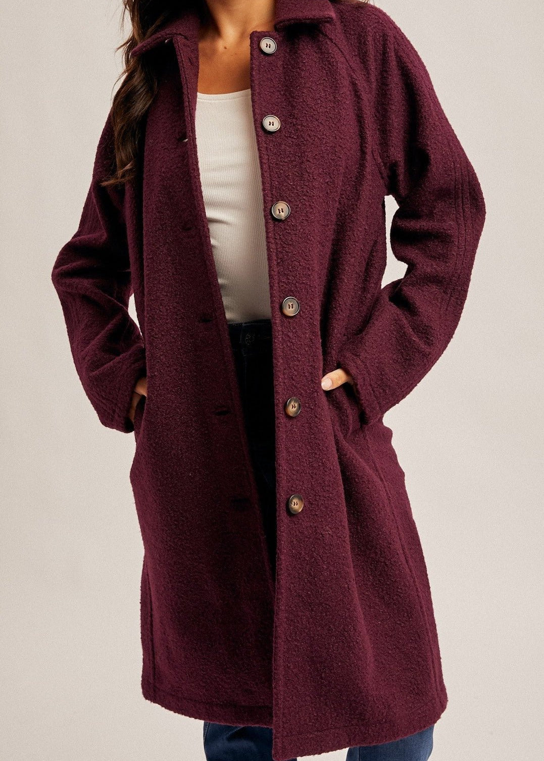 Ruthie Teddy Textured Button Down Coat - MTT Collective