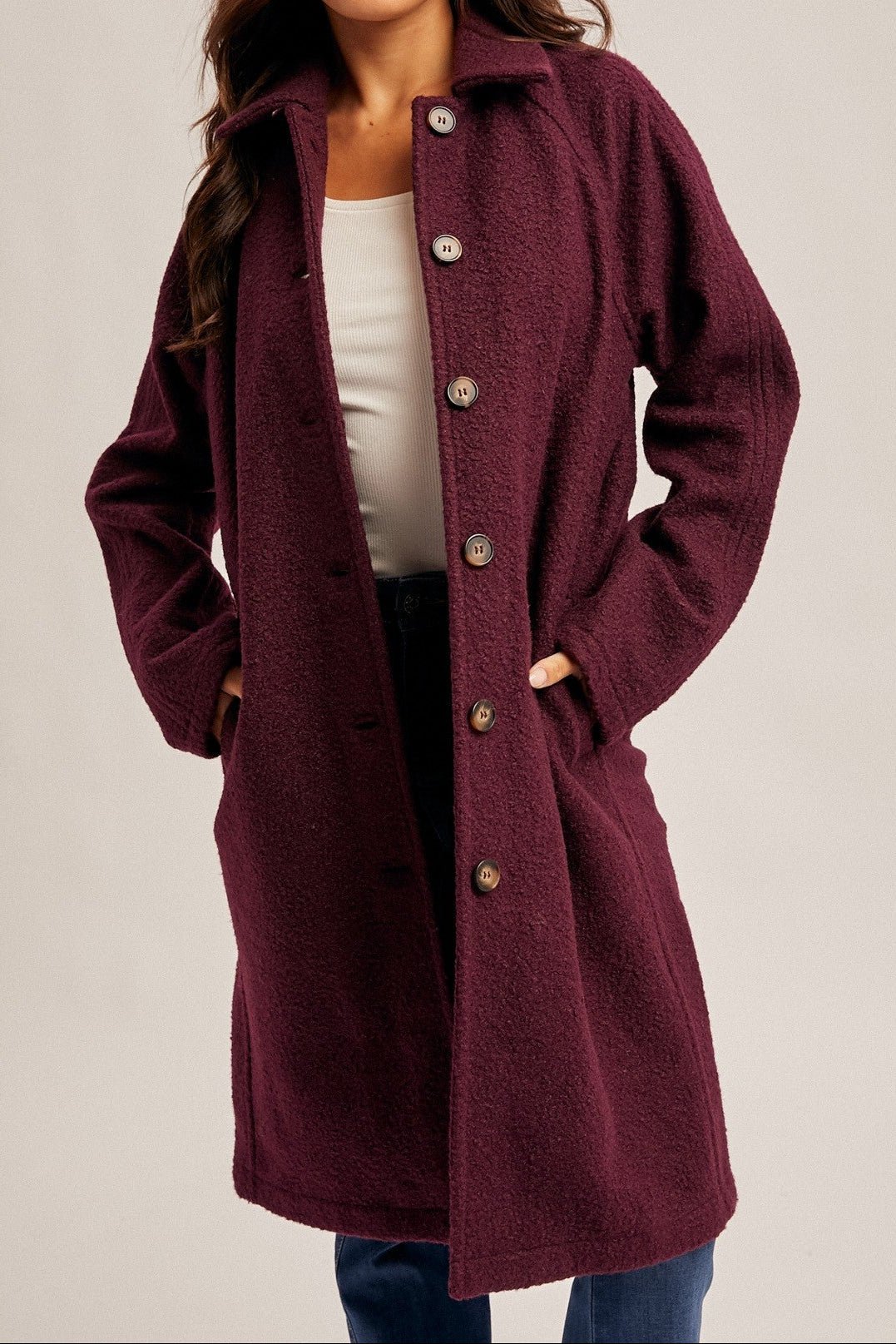 Ruthie Teddy Textured Button Down Coat - MTT Collective