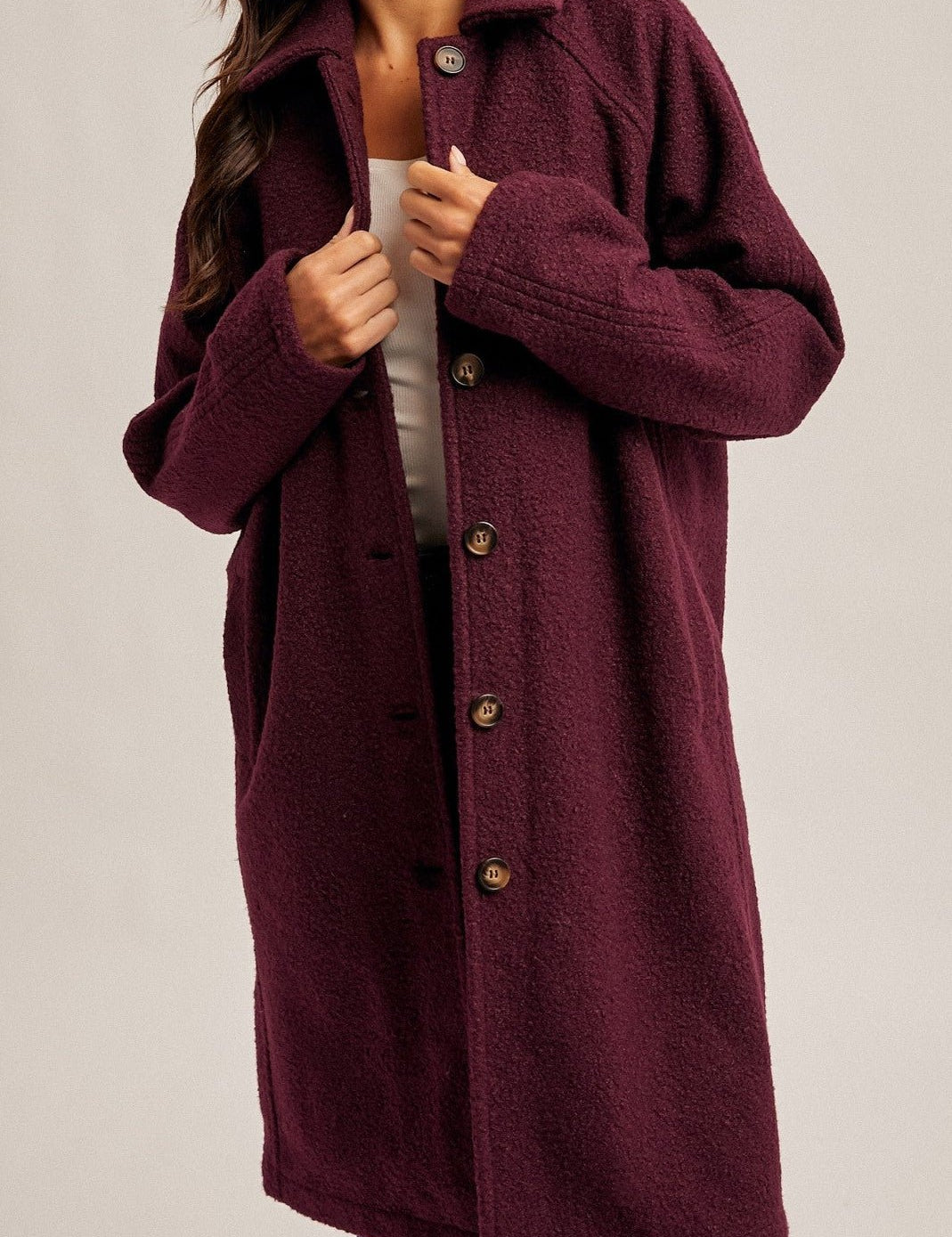 Ruthie Teddy Textured Button Down Coat - MTT Collective