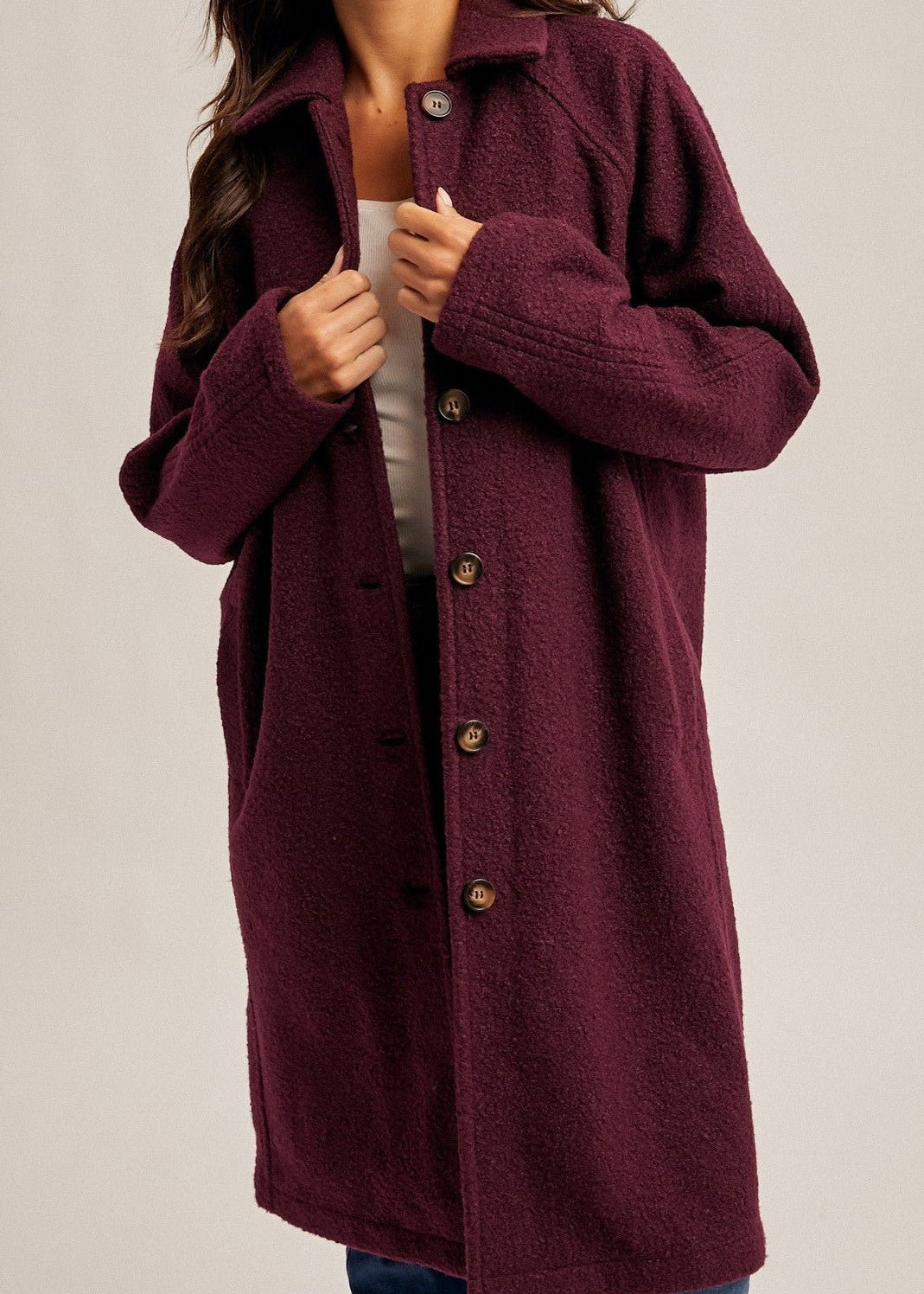 Ruthie Teddy Textured Button Down Coat - MTT Collective