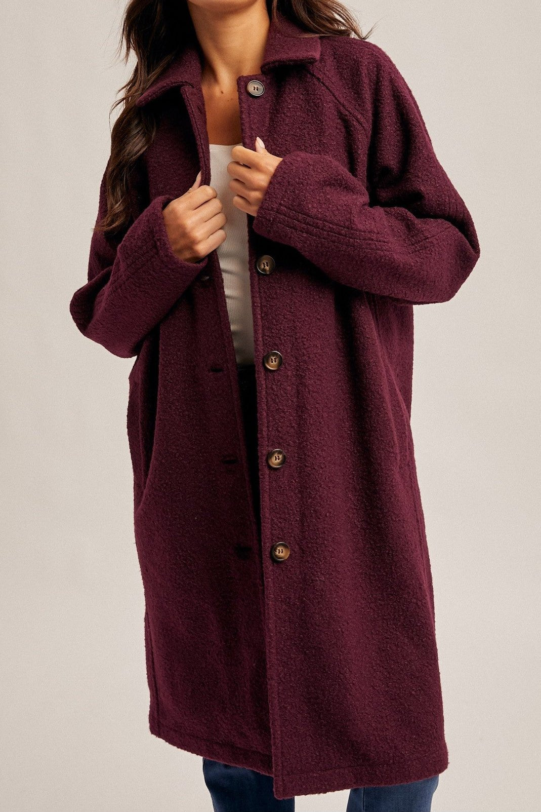 Ruthie Teddy Textured Button Down Coat - MTT Collective