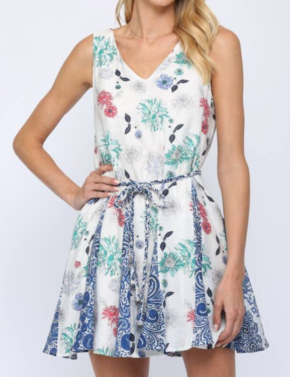 Rylie Braided Waist Belt Flare Dress - MTT Collective