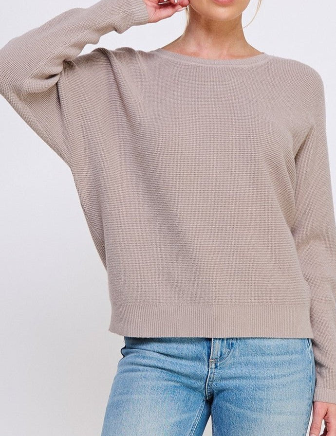 Sabrina Waffle Knit Dolman Sweater - MTT Collective