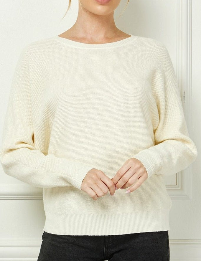 Sabrina Waffle Knit Dolman Sweater - MTT Collective
