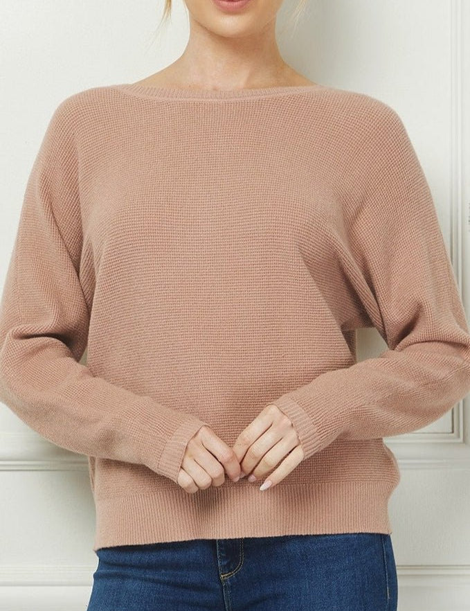 Sabrina Waffle Knit Dolman Sweater - MTT Collective