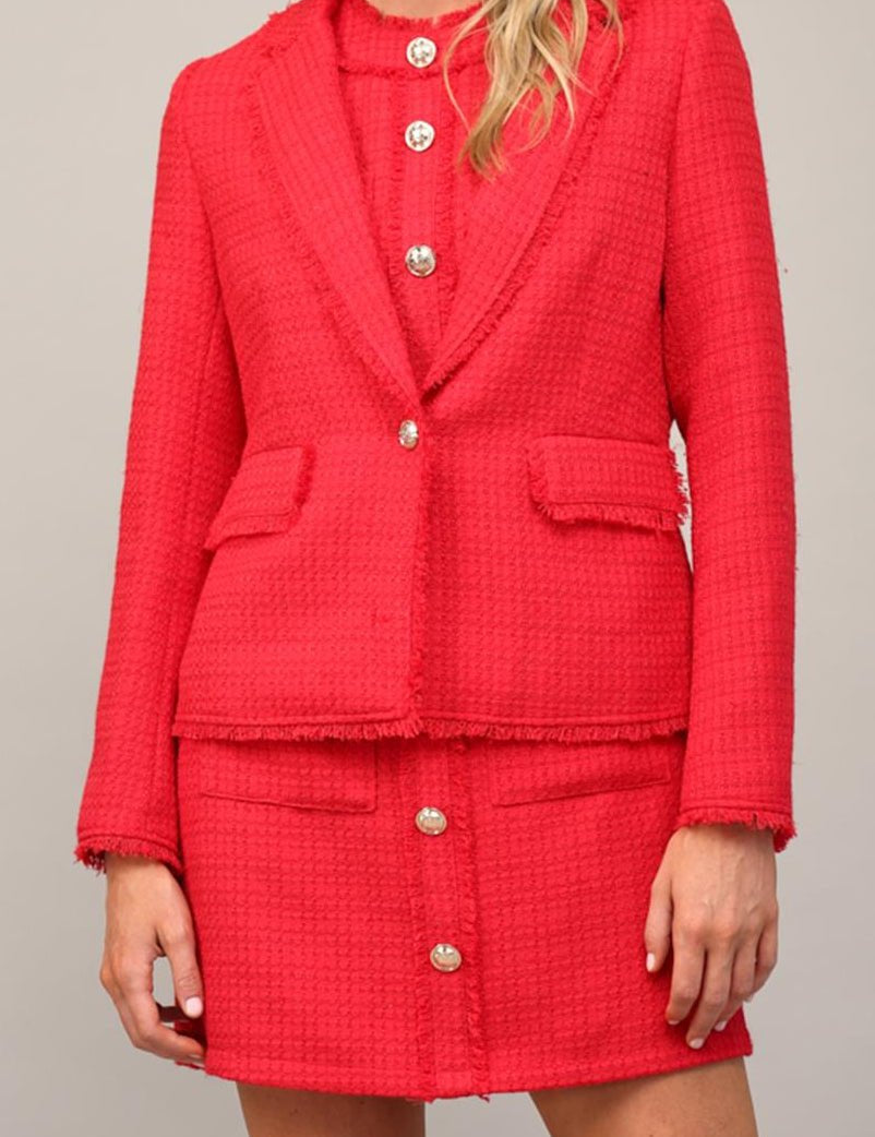 Samara Fray Detail Tweed Blazer Jacket - MTT Collective