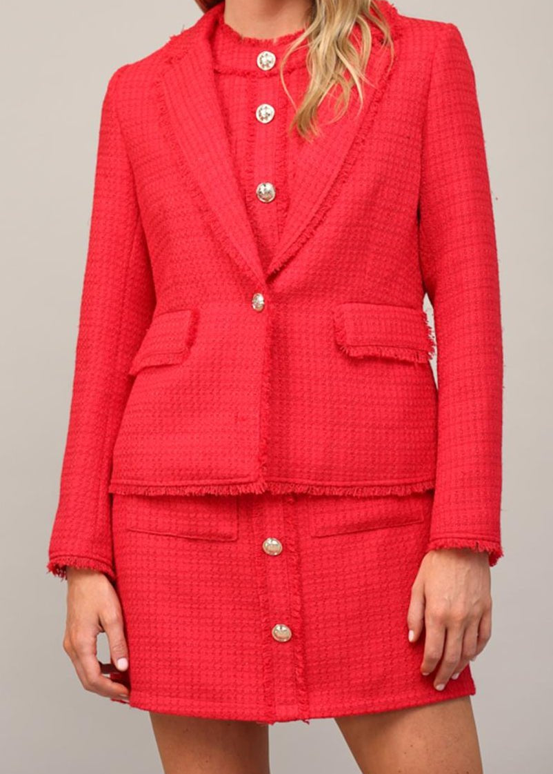 Samara Fray Detail Tweed Blazer Jacket - MTT Collective