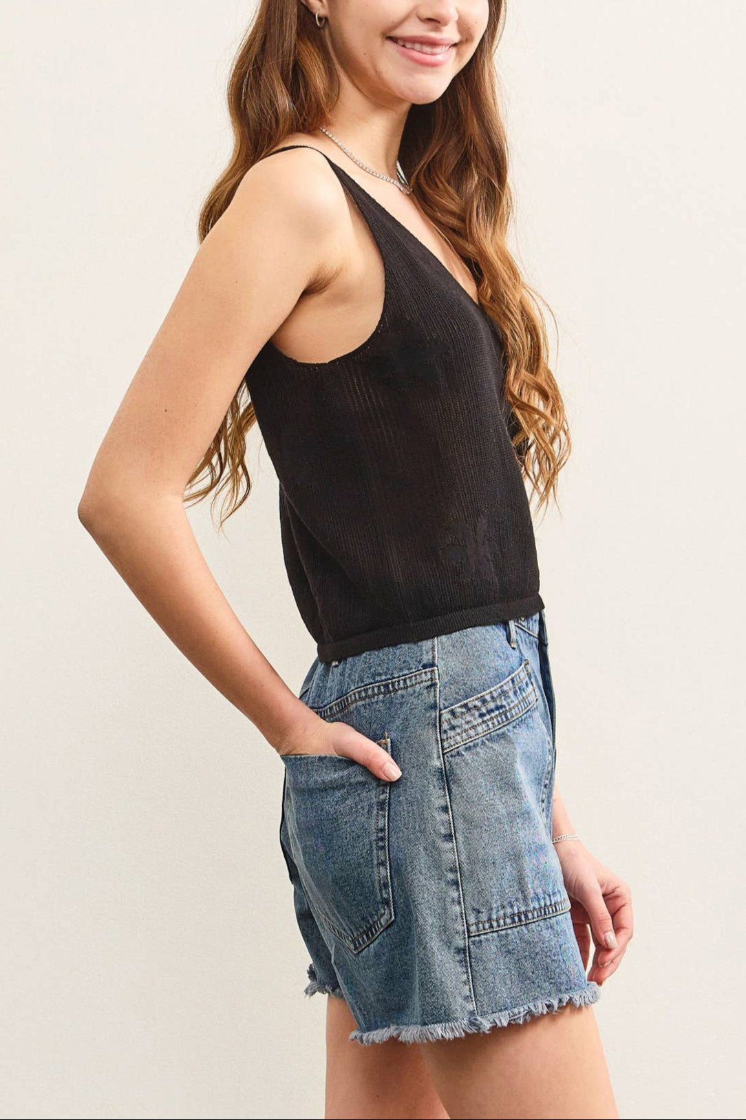 Sandra Knitted Floral Sweater Cami Top - MTT Collective