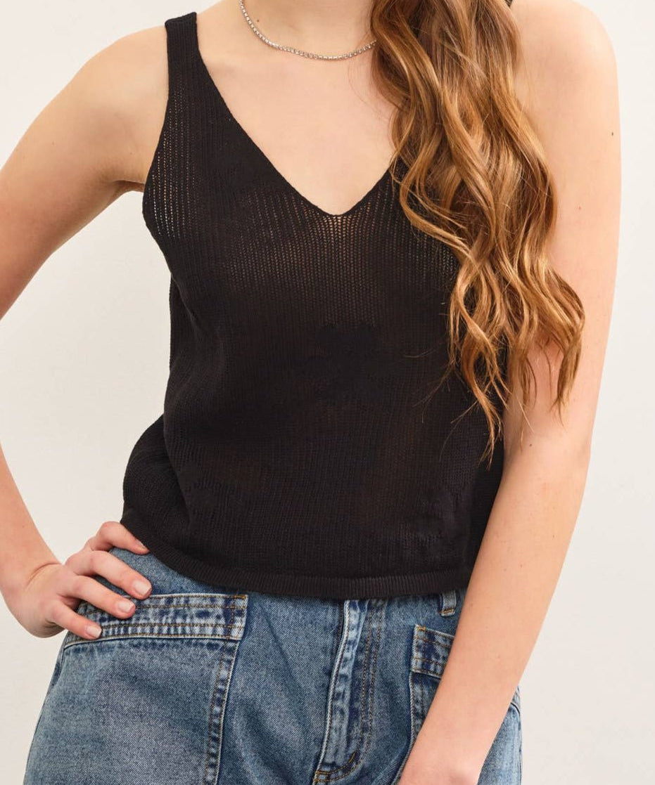 Sandra Knitted Floral Sweater Cami Top - MTT Collective