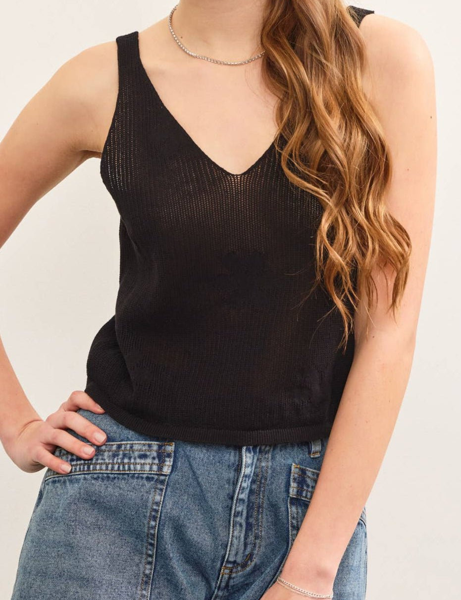 Sandra Knitted Floral Sweater Cami Top - MTT Collective