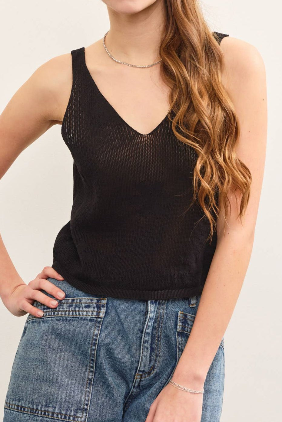 Sandra Knitted Floral Sweater Cami Top - MTT Collective