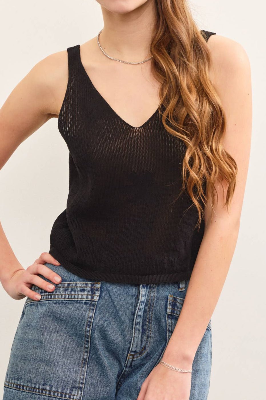 Sandra Knitted Floral Sweater Cami Top - MTT Collective