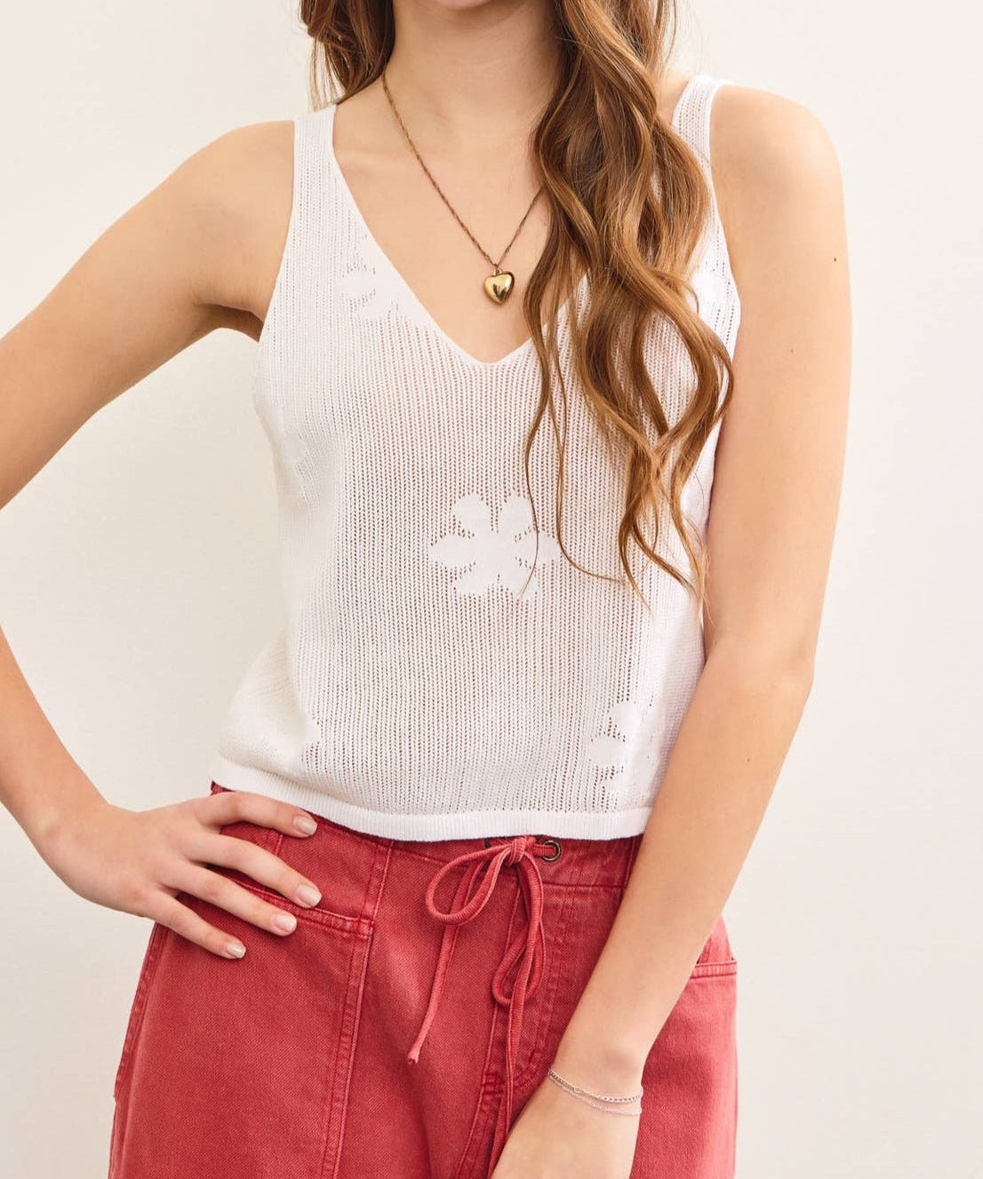 Sandra Knitted Floral Sweater Cami Top - MTT Collective