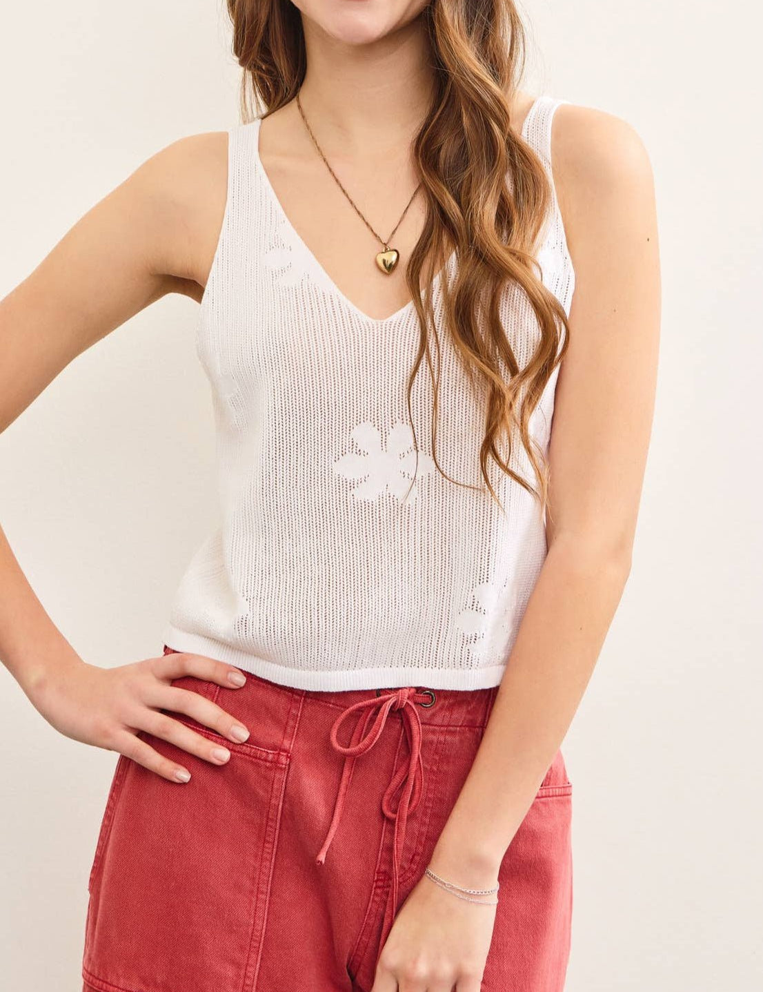 Sandra Knitted Floral Sweater Cami Top - MTT Collective